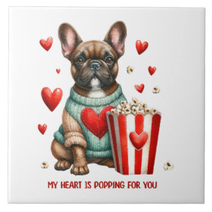 Cute French Bulldog Valentines Day heart Tile