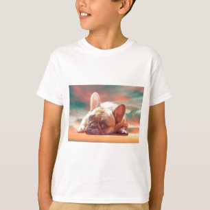 Cute French Bulldog Water Colour Art Painting T-Shirt