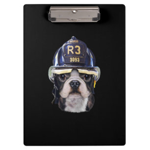Cute French Bulldog Wearing Firefighter Helmet Clipboard