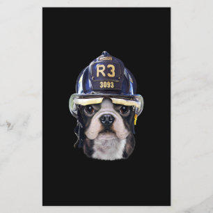 Cute French Bulldog Wearing Firefighter Helmet Flyer