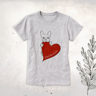 Cute French Bulldog with a Red Heart T-Shirt