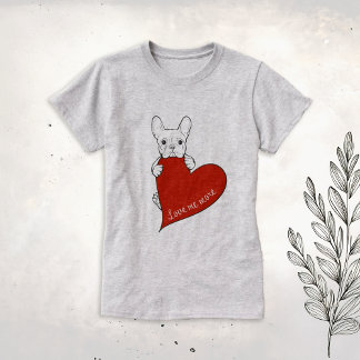 Cute French Bulldog with a Red Heart T-Shirt