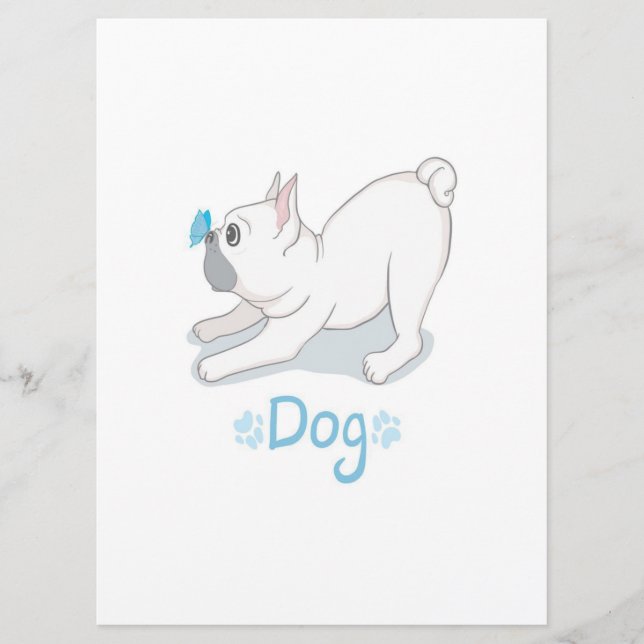 Cute French Bulldog With Butterfly Menu (Front)