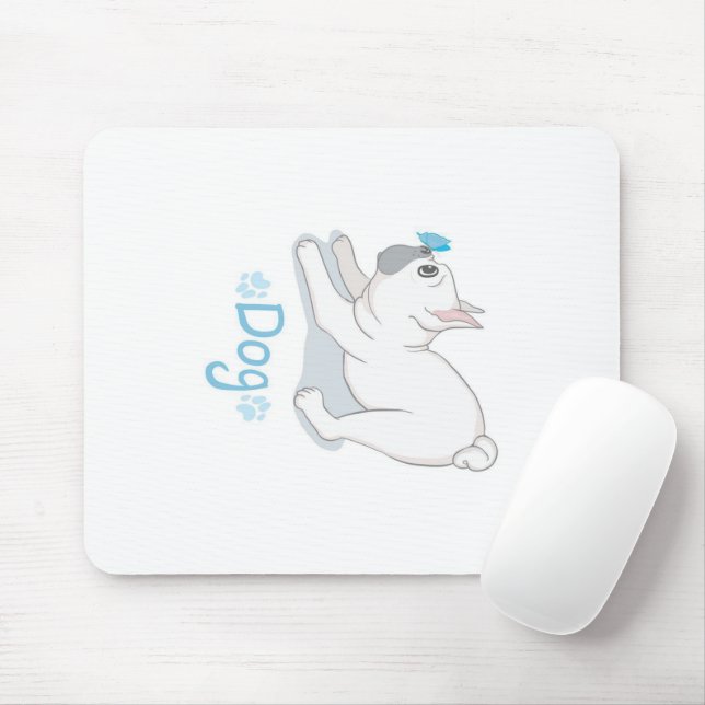 Cute French Bulldog With Butterfly Mouse Pad (With Mouse)