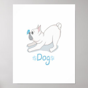 Cute French Bulldog With Butterfly Poster