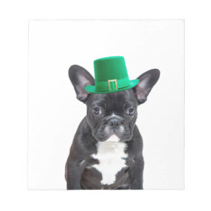 Cute French Bulldog with Hat St. Patrick's Day Notepad