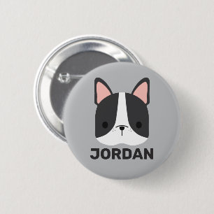Cute French Bulldog with Personalised Name 6 Cm Round Badge