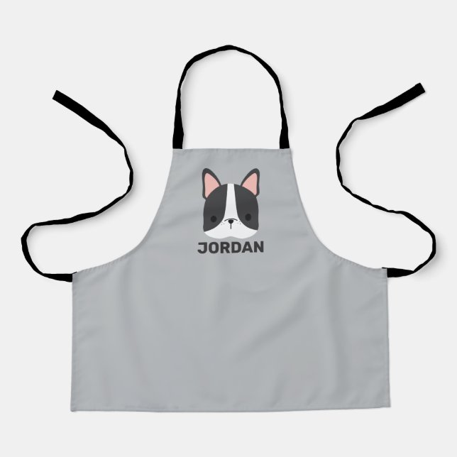 Cute French Bulldog with Personalised Name Apron (Front)