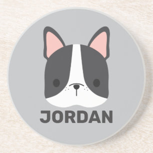 Cute French Bulldog with Personalised Name Coaster