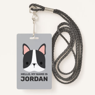 Cute French Bulldog with Personalised Name ID Badge