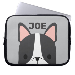 Cute French Bulldog with Personalised Name Laptop Sleeve