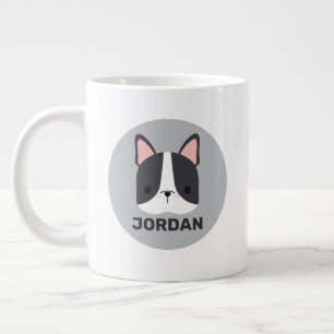 Cute French Bulldog with Personalised Name Large Coffee Mug