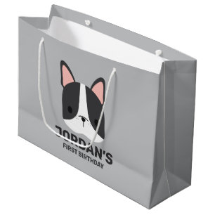 Cute French Bulldog with Personalised Name Large Gift Bag