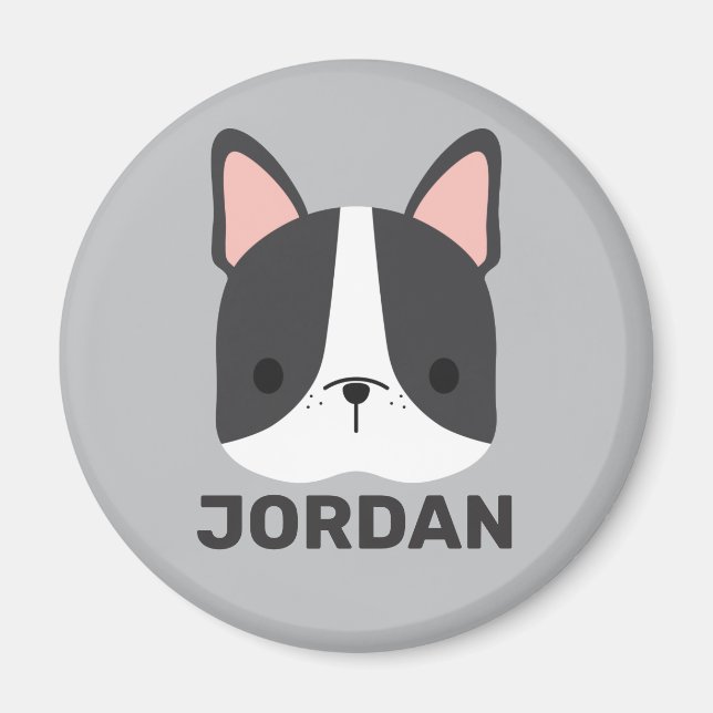 Cute French Bulldog with Personalised Name Magnet (Front)
