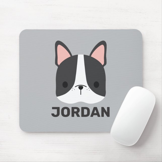 Cute French Bulldog with Personalised Name Mouse Pad (With Mouse)
