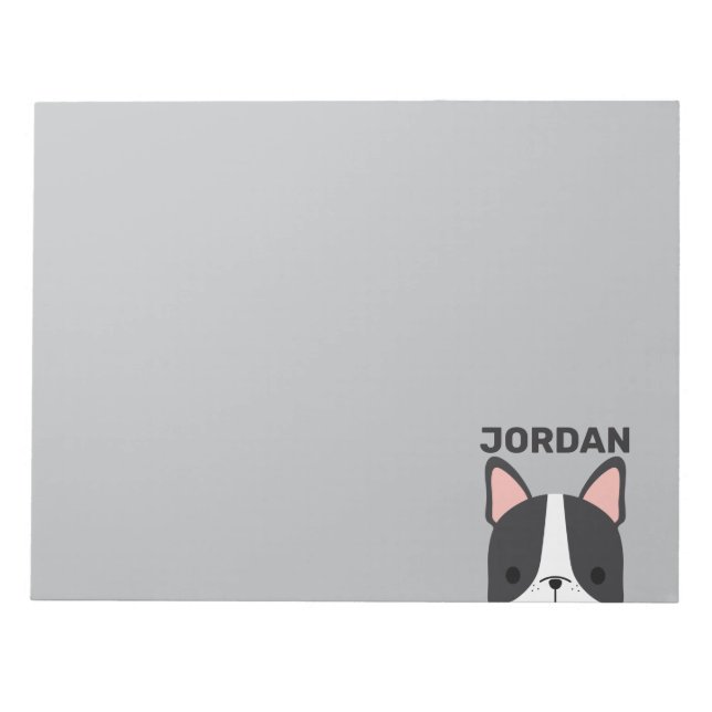 Cute French Bulldog with Personalised Name Notepad (Front)