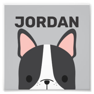 Cute French Bulldog with Personalised Name Photo P Print