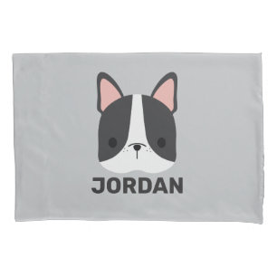 Cute French Bulldog with Personalised Name Pillowcase