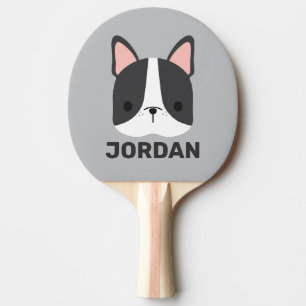 Cute French Bulldog with Personalised Name Ping Pong Paddle