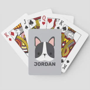 Cute French Bulldog with Personalised Name Playing Cards