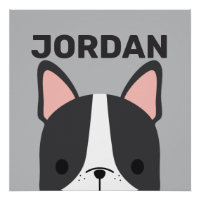 Cute French Bulldog with Personalised Name Poster