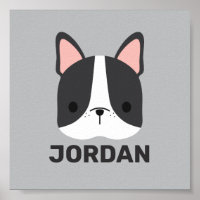 Cute French Bulldog with Personalised Name Poster
