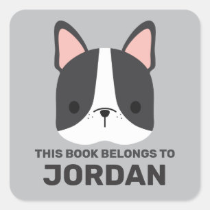 Cute French Bulldog with Personalised Name Square Sticker