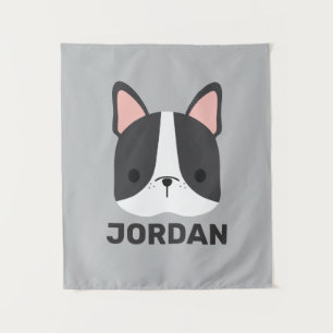 Cute French Bulldog with Personalised Name Tapestry
