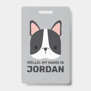Cute French Bulldog with Personalized Name ID Badge