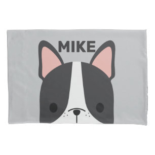 Cute French Bulldog with Personalized Name Pillowcase