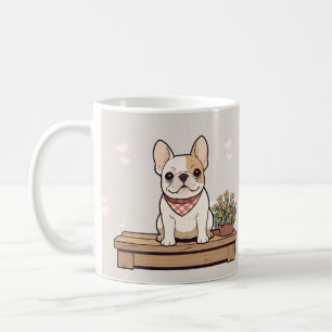 Cute French Bulldogs Pastel with flowers Coffee Mug