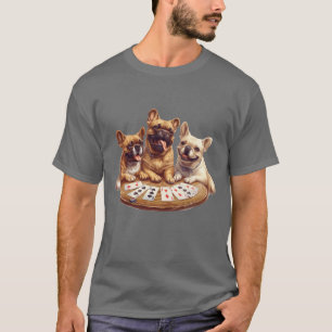 Cute French Bulldogs Playing Cards T-Shirt