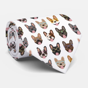 Cute French Bulldogs Wearing Glasses Tie