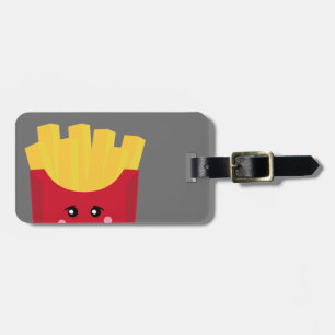 cute french fry with grey background luggage tag