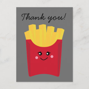 cute french fry with grey background postcard