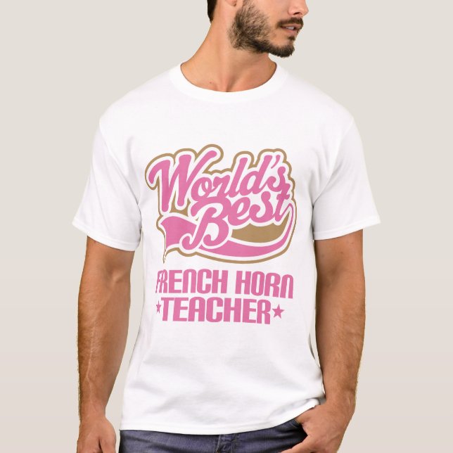 Cute French Horn Teacher Gift T-Shirt (Front)