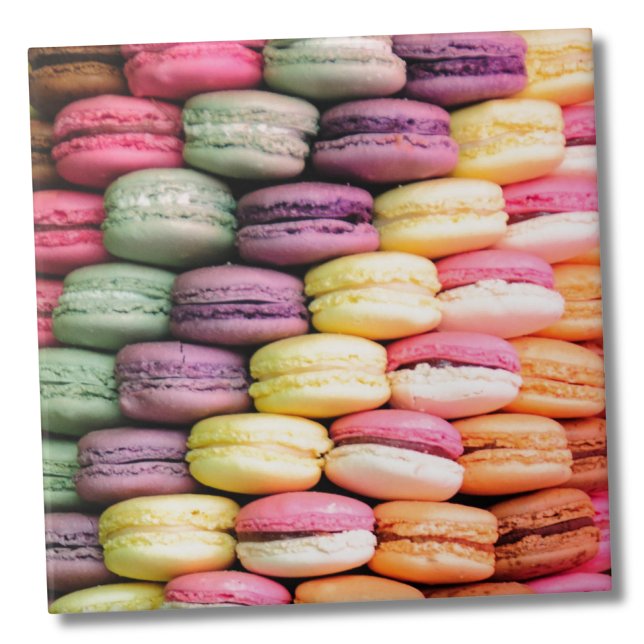 Cute French Macaron Cookies Tile (Colorful French Macaron Cookie Baking ceramic tile)