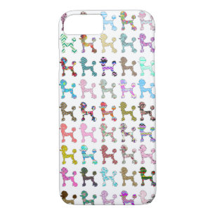 Cute French Poodle Girly Whimsical Chevron Pattern Case-Mate iPhone Case