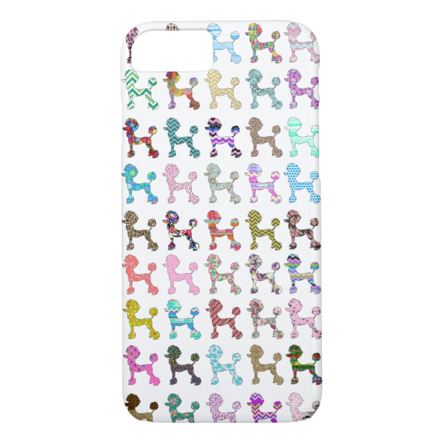 Cute French Poodle Girly Whimsical Chevron Pattern Case-Mate iPhone Case (Back)