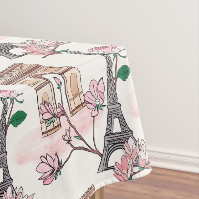 Cute French Theme Monogram | France Landmarks Tablecloth (In Situ)