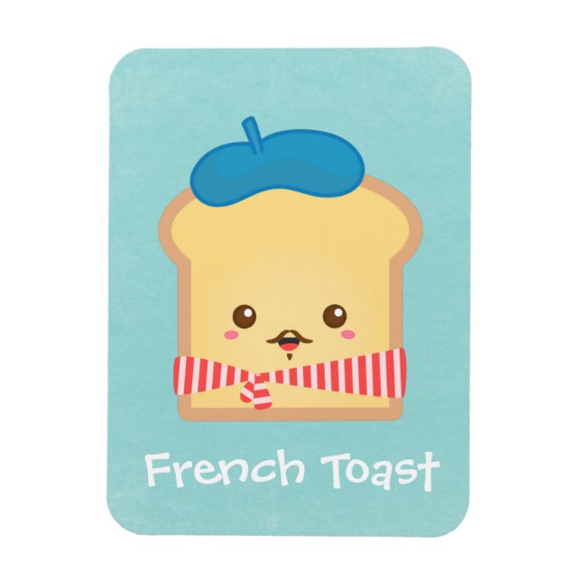 cute French toast with blue beret hat Magnet (Vertical)