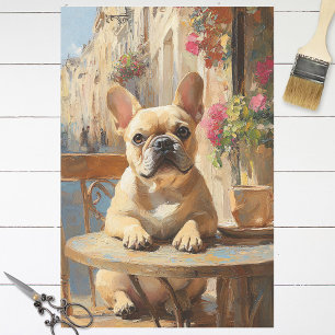 Cute Frenchie Paris Cafe Painting Decoupage Tissue Paper