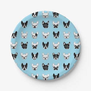 Cute Frenchies Doggie Family Collage Paper Plate