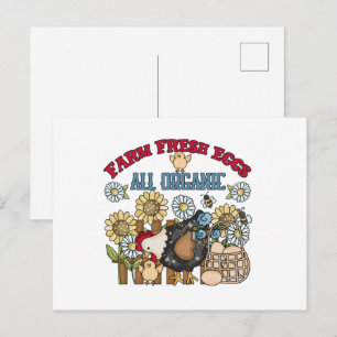 Cute fresh eggs vendors word art chicken postcard