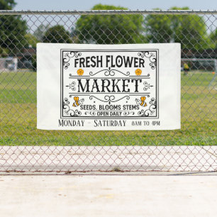 Cute fresh flower market add days hours banner