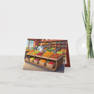 Cute fresh fruit vendors customisable  card