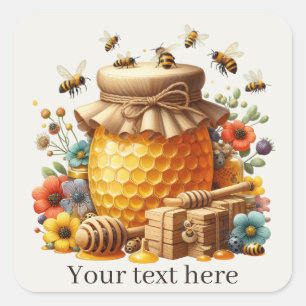 Cute fresh honey add text square sticker