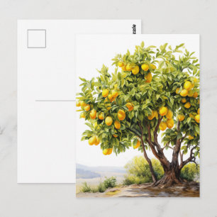 Cute fresh lemon customisable postcard