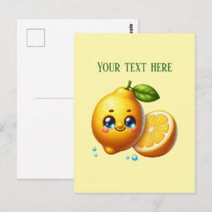 Cute fresh lemon customisable postcard