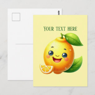 Cute fresh lemon customisable postcard